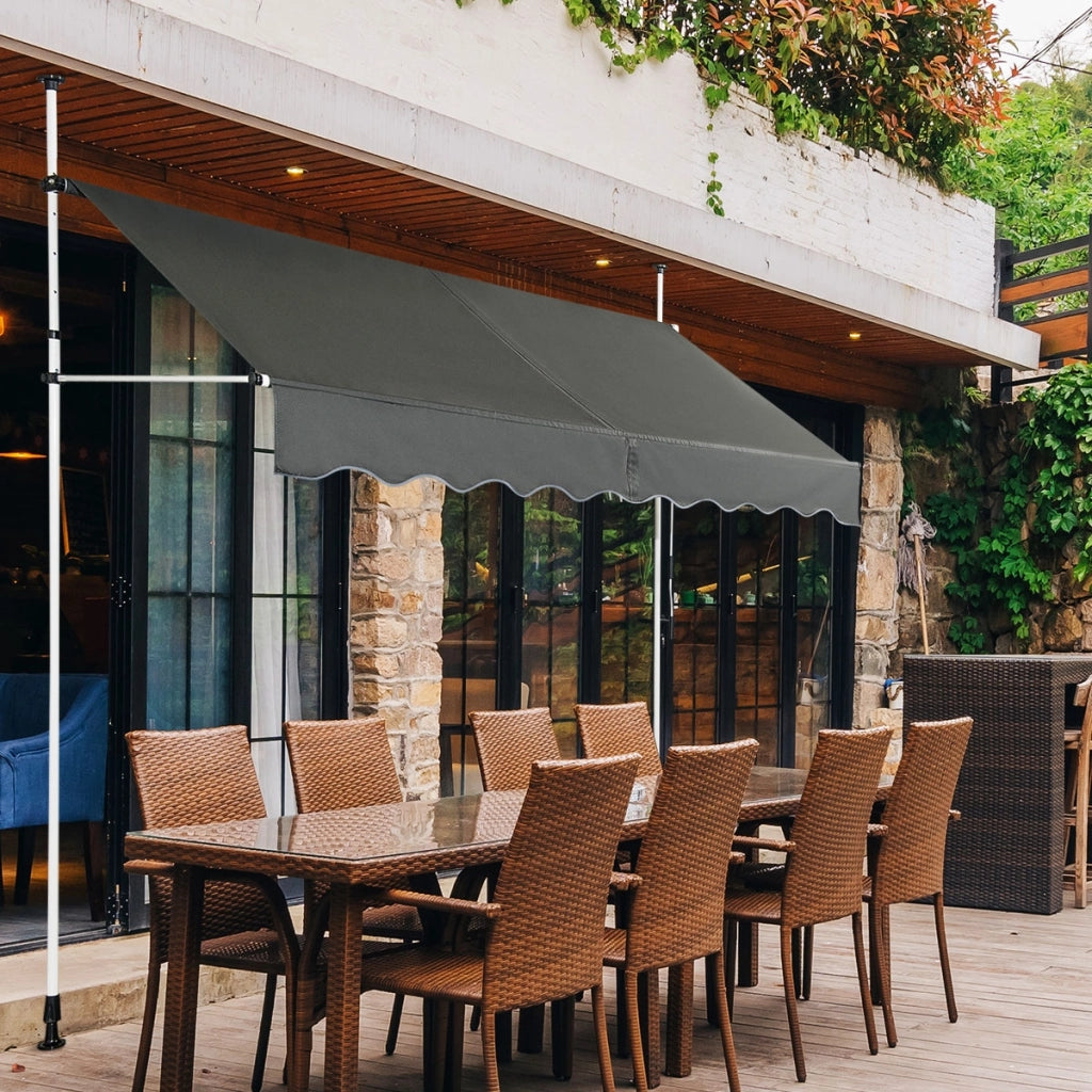 Tenda da sole telescopica e retrattile, Tenda parasole resistente ai raggi UV impermeabile 250 x 120 cm Grigio-Tende parasole