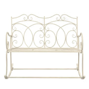 Panchina da Giardino 104 cm in Ferro Bianco Anticato 45436
