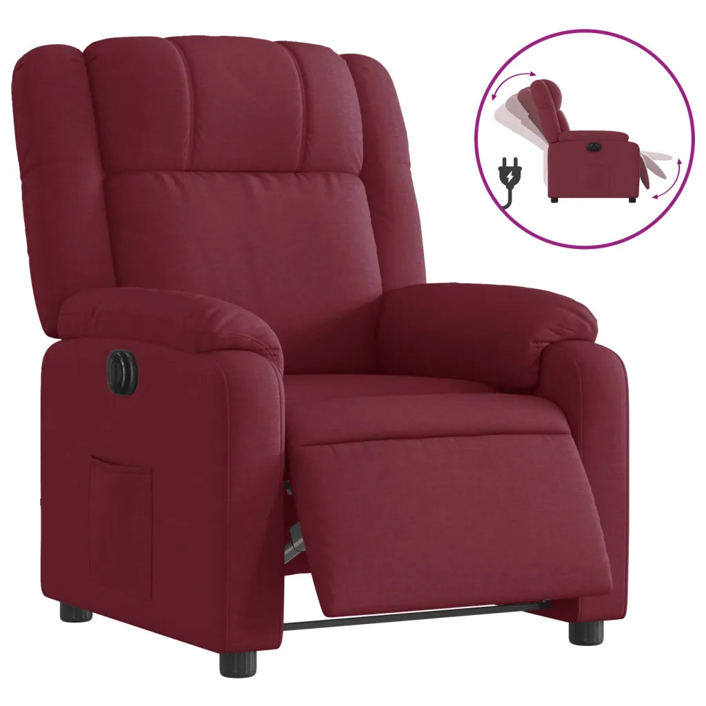 Poltrona | Sedia Relax Elettrica Reclinabile Rosso Vino in Tessuto