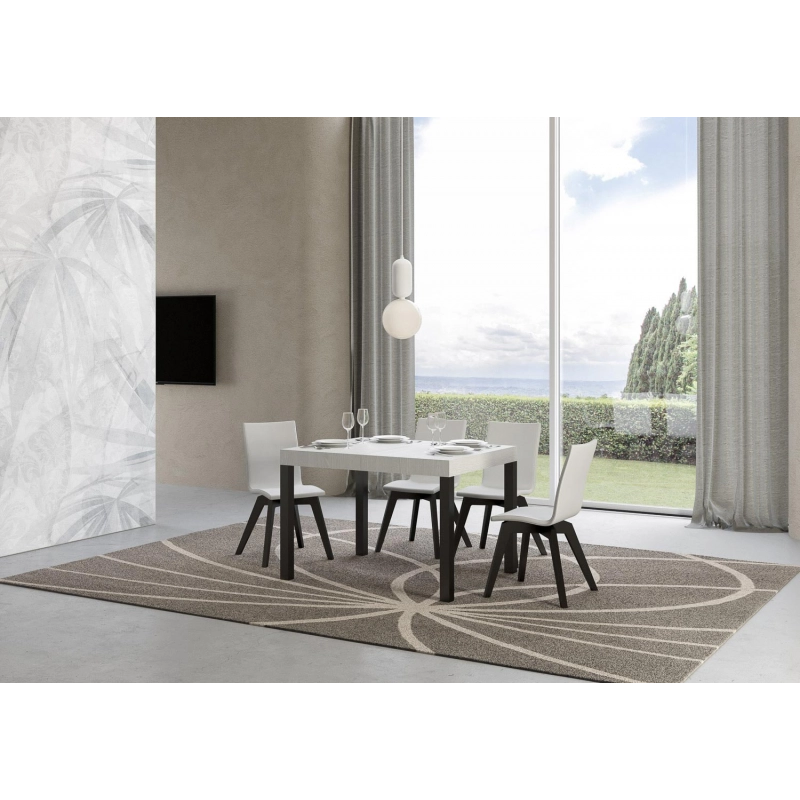 Tavolo allungabile 80x120/204 cm Everyday telaio Antracite - Bianco Frassino