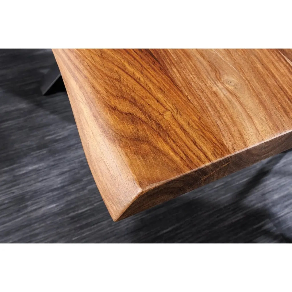 ARKAYA Legno massiccio di sheesham verniciato e metallo nero 200 cm Spessore del piano 35 mm Stile industriale