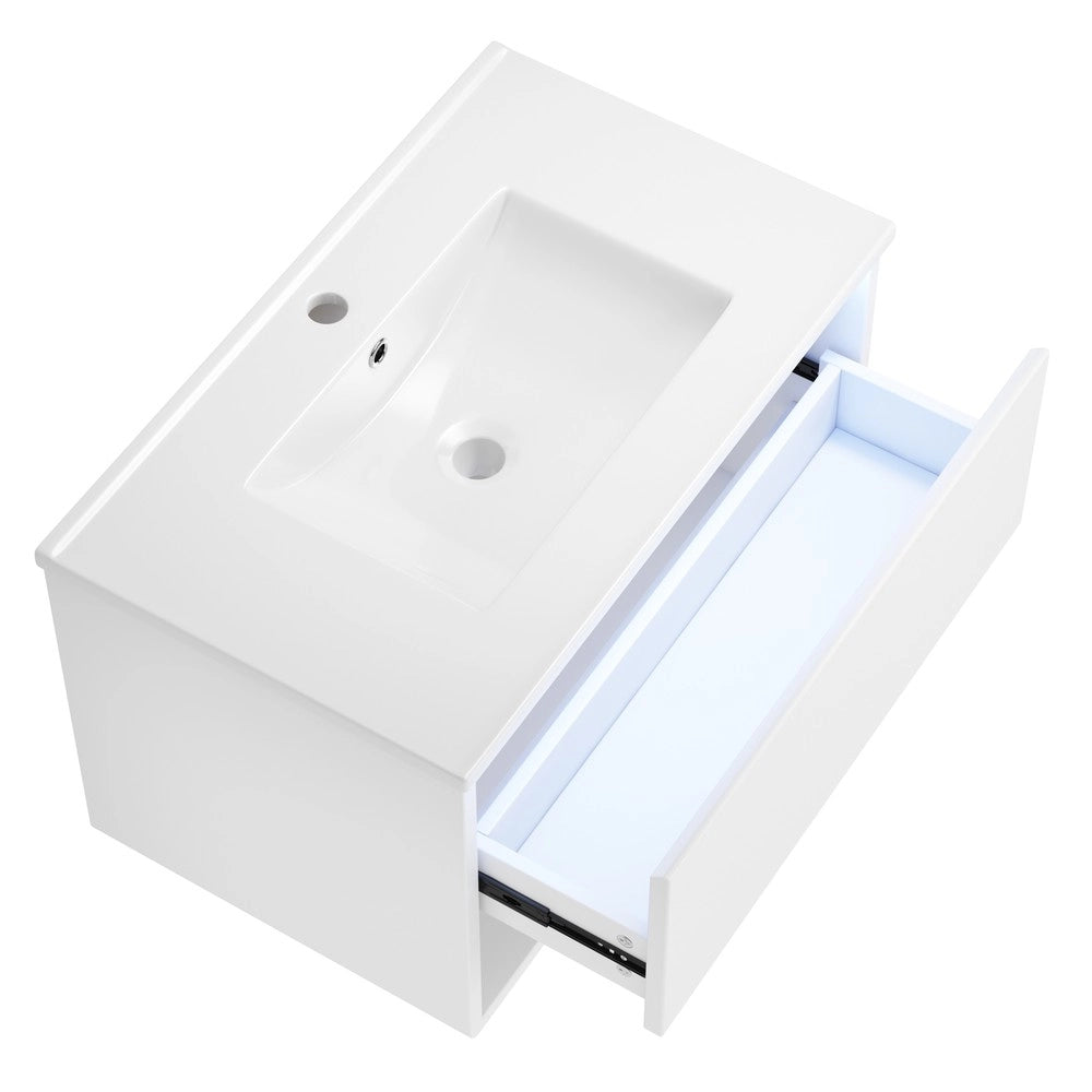 Mobile Bagno Sottolavabo Sospeso con Cassetto e Lavabo ¨C Xylo ¨C Bianco 76.5x46x45 cm