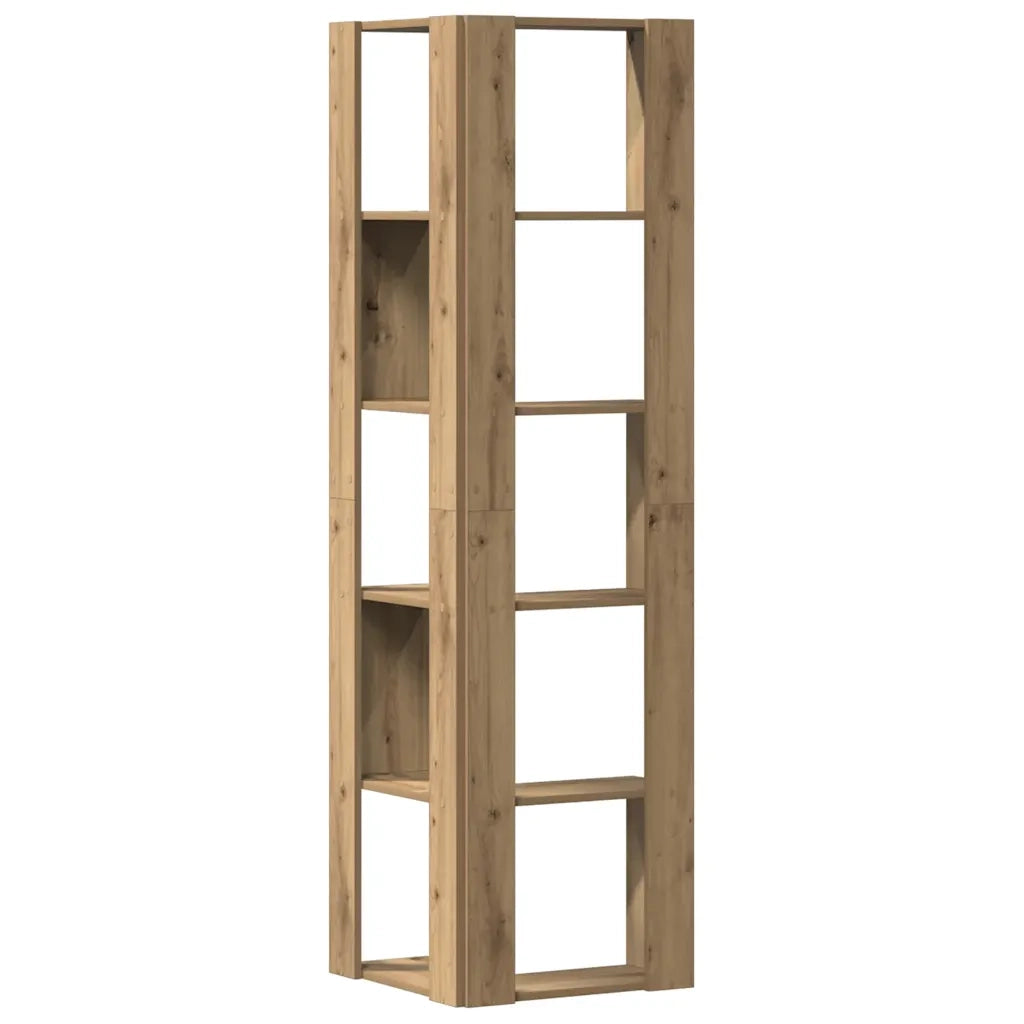 Libreria Angolare 5Ripiani Rovere Artigianale 50x50x179cm Legno