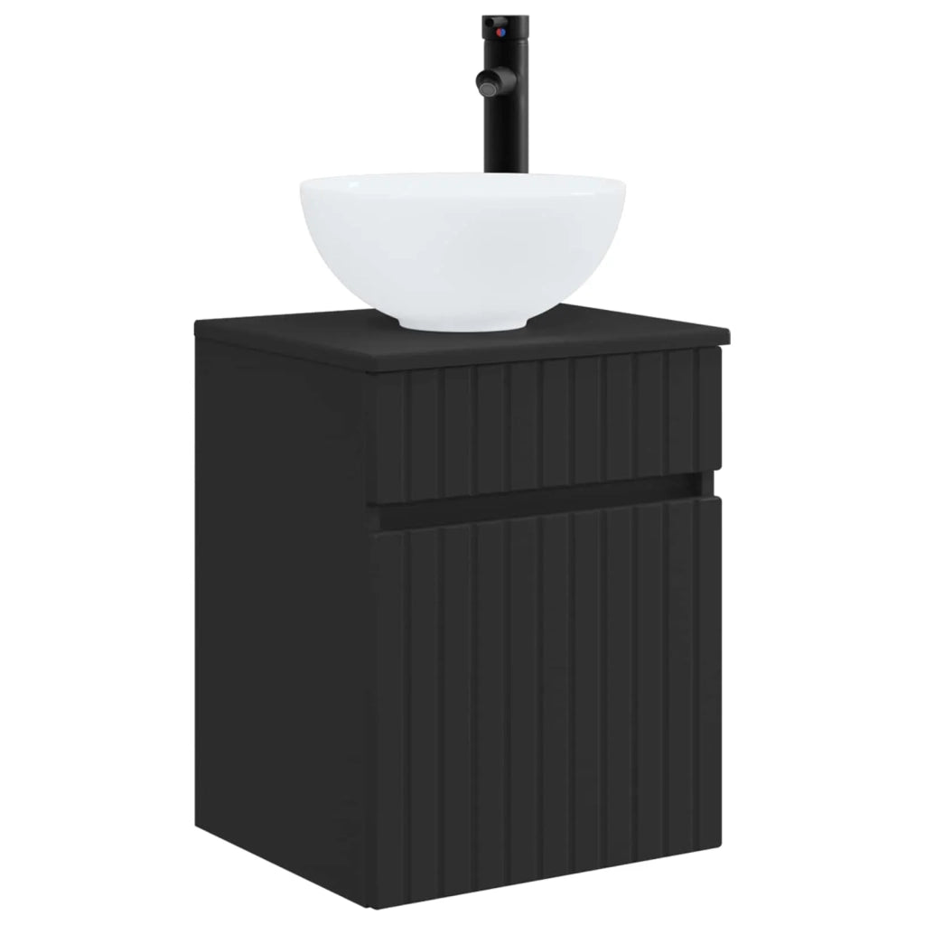 Set di mobili per il bagno 3 pz Nero 33 x 34,5 x 160 cm 3406084