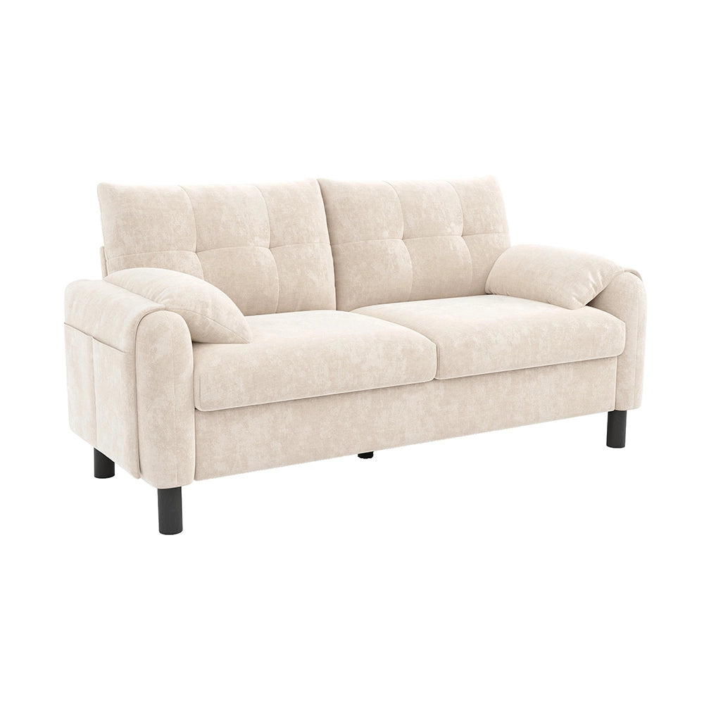 Divano 2 posti - Xylo - Chenille, stile scandinavo, beige