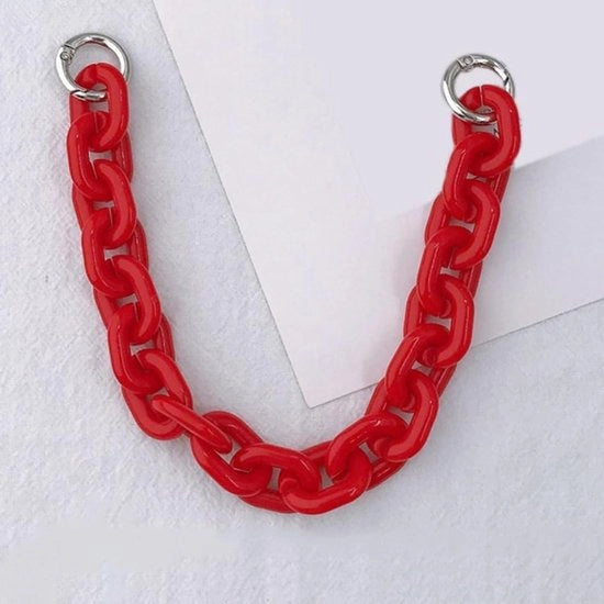 Catena per telefono con perle colorate - Universale - Cinturino con anello per chiave - Accessorio anti-perdita - Rosso