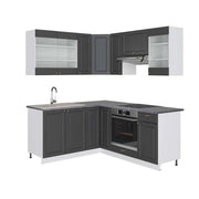 Cucina angolare completa Fame-Line Antracite-oro/Bianco 190 x 60 cm, PL Antracite Vicco