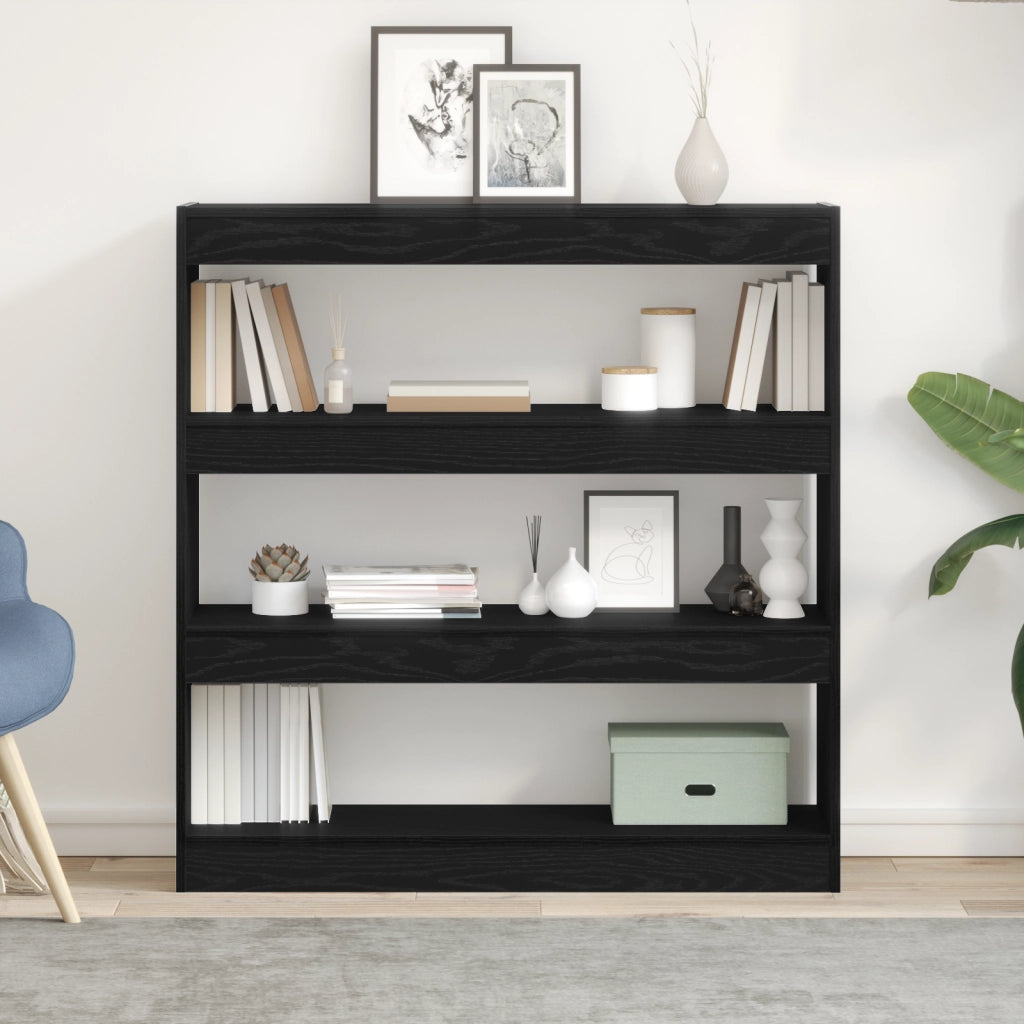 Libreria / Divisore per stanze Rovere Nero 100x30x103cm Legno ingegnerizzato