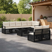 Set Divano da Giardino 9 pz Nero e Bianco Crema polyrattan 3437125