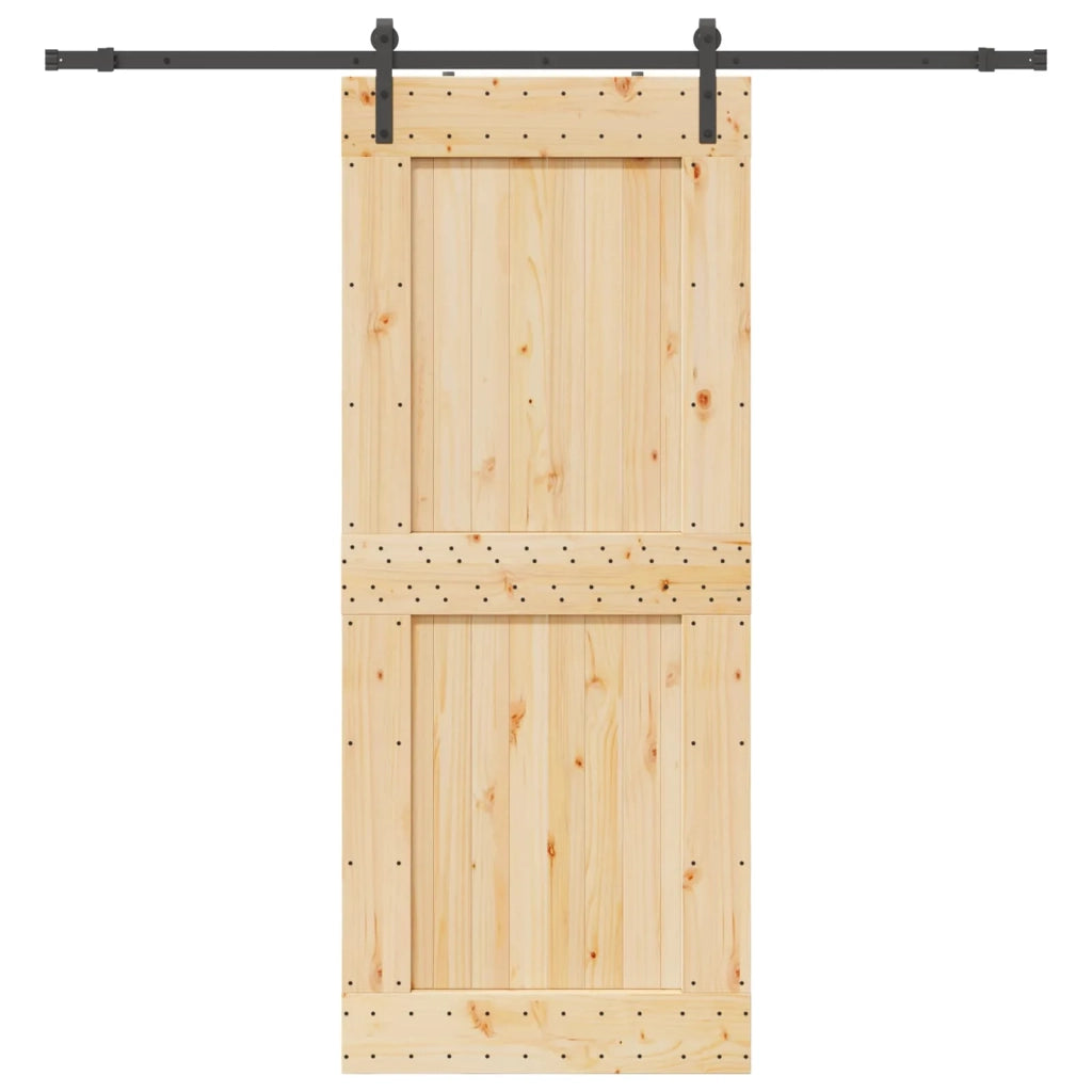 Porta scorrevole NARVIK Naturale e Nero 95 x 210 cm (213,5 cm)