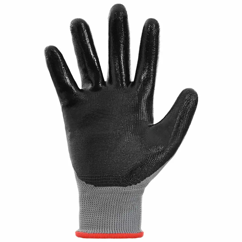 Guanti da Lavoro 12 pz Grigio e Nero 7 / S Poliestere CFW6131350