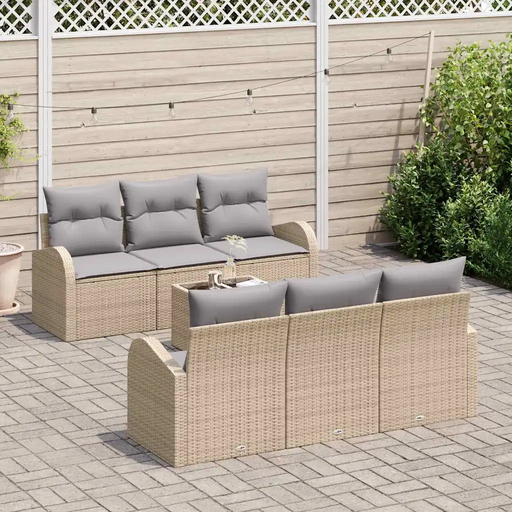 Set Divano da Giardino 7 pcs Beige e grigio polyrattan 3354599