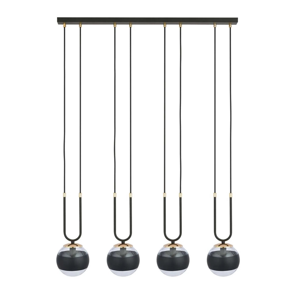 Lampadario Moderno Crio Acciaio Nero 4 Luci E14 Ip20