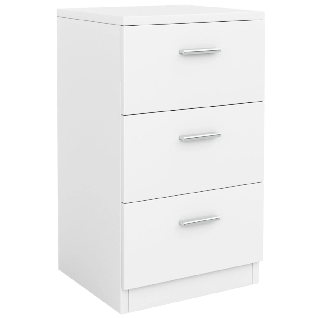 Cassettiera a tre cassetti moderna in legno truciolato Mobiletto per camera da letto 38x35x66cm Bianco-Cassettiere
