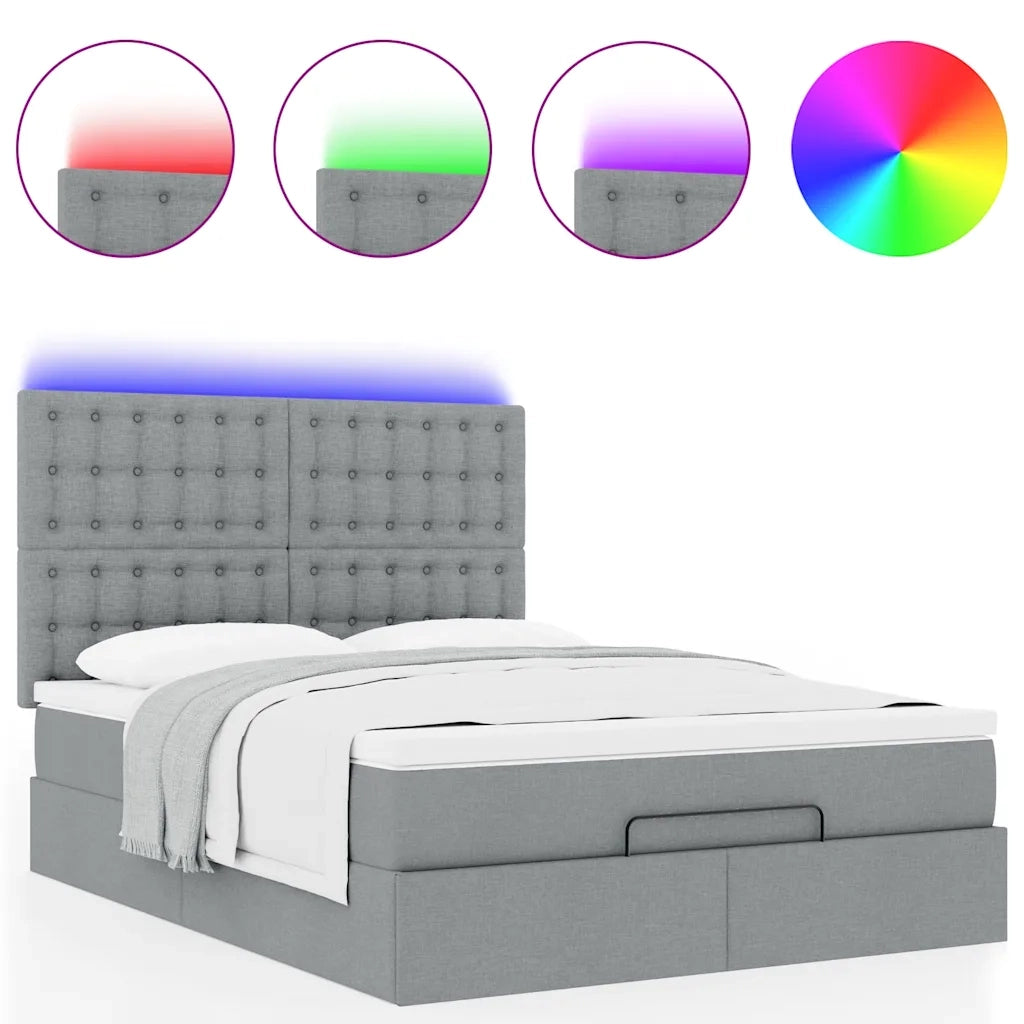 Struttura Letto Pouf con Materasso 140x190 cm in Tessuto 3314169