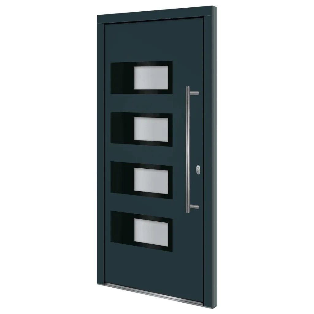 Porta Ingresso Antracite 100x210 cm in Alluminio e PVCcod mxl 94058