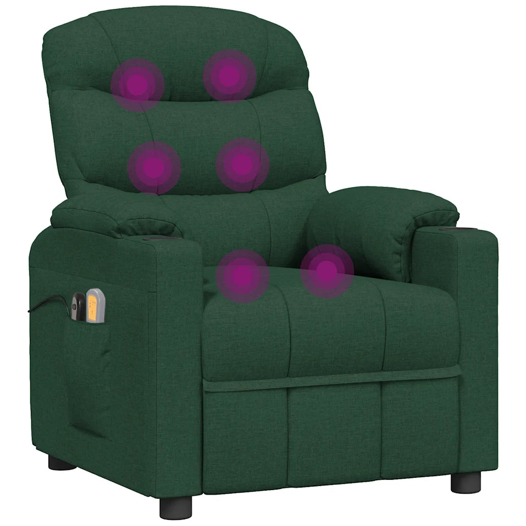 Poltrona Massaggiante Elettrica Verde Scuro in Tessuto cod mxl 31950