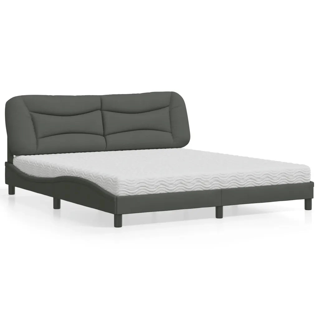 Letto con Materasso Hvar Grigio Scuro 180x200 cm Tessuto
