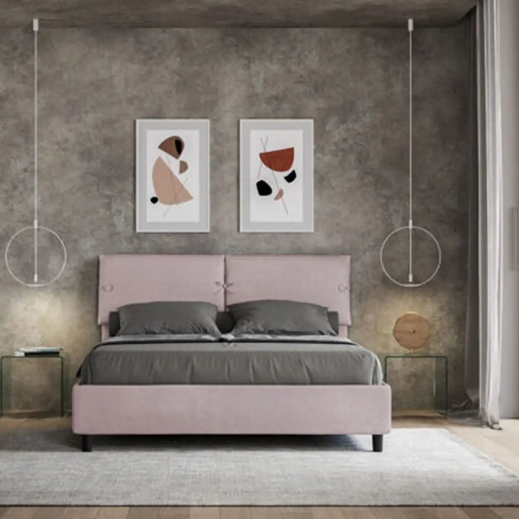 Letto matrimoniale contenitore imbottito 160x200 microfibra glicine Sleeper