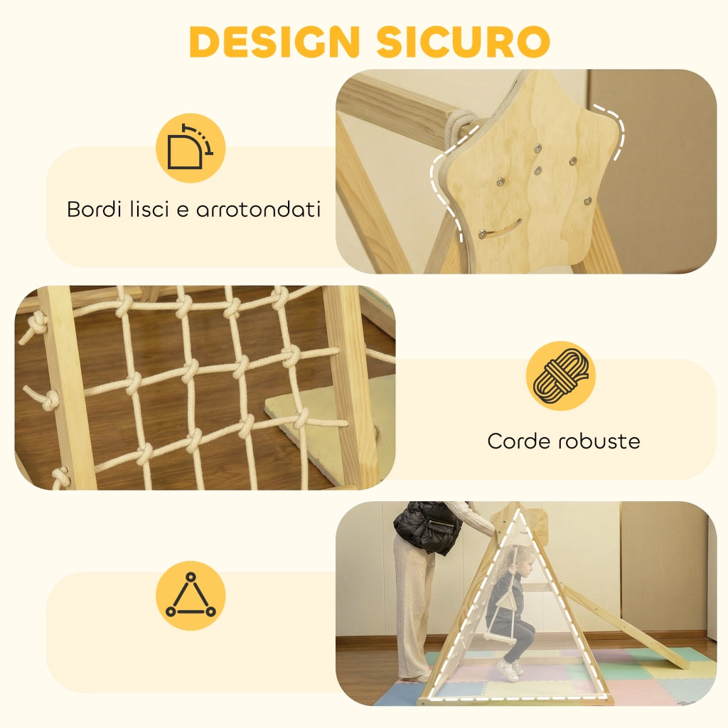 Casa di gioco per bambini con scivolo, altalena e canestro ¨C zephmum ¨C Legno, 140x172.5x116.5 cm