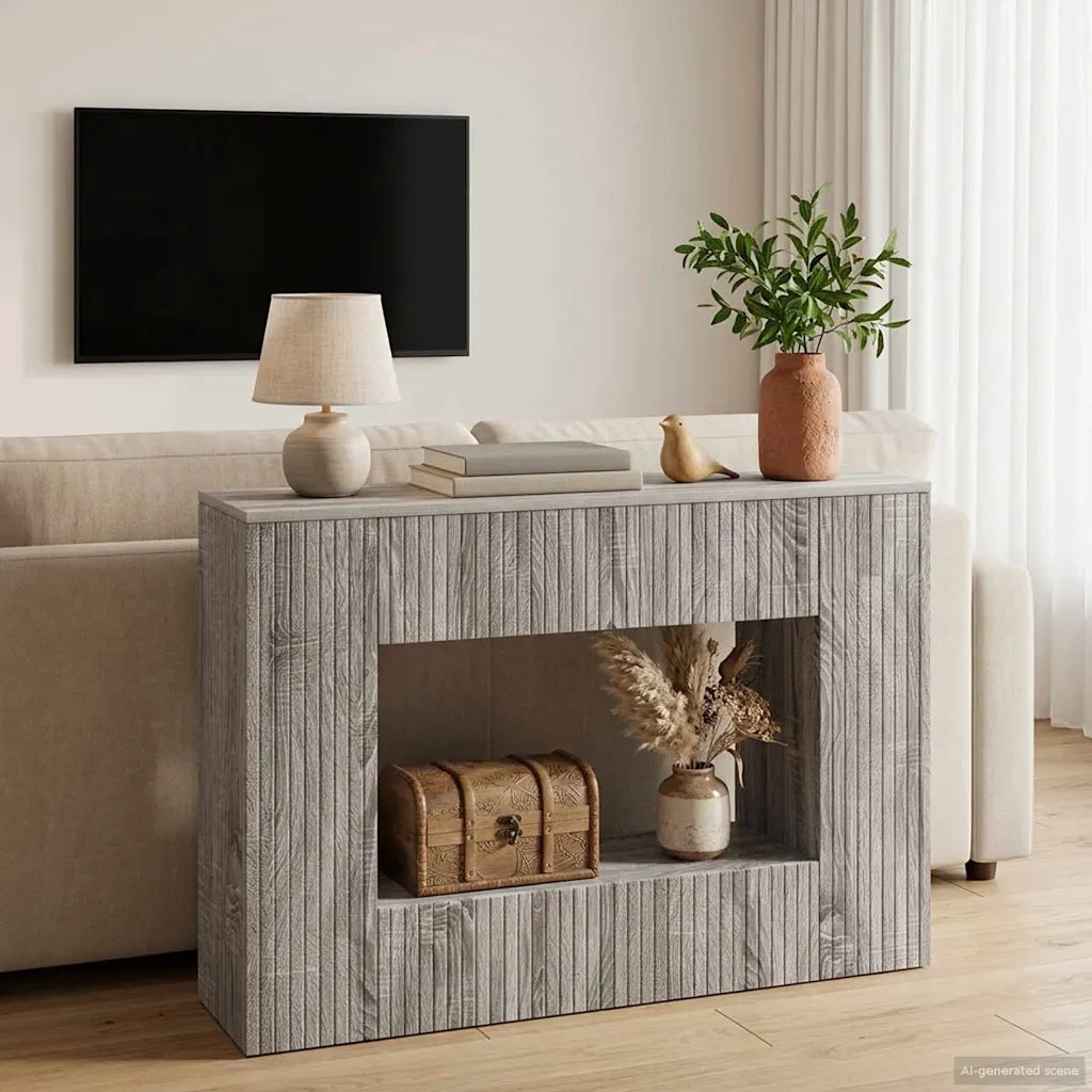 Tavolo consolle Rigato Sonoma grigia 101 x 29 x 74 cm