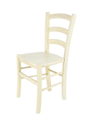 Sedia Venice Tommychairs, robusta struttura in legno di faggio verniciata in anilina bianca e seduta in legno
