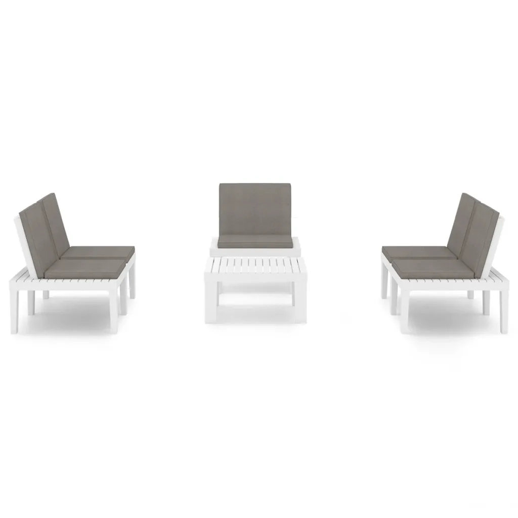 Set Divani da Giardino con Cuscini 4 pz in Plastica Bianco 3059835