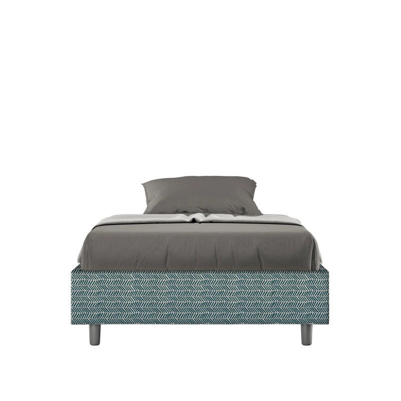Letto Sommier imbottito 1 piazza e mezza 120x190 cm tessuto Aragona Azelia - Contenitore,Blu
