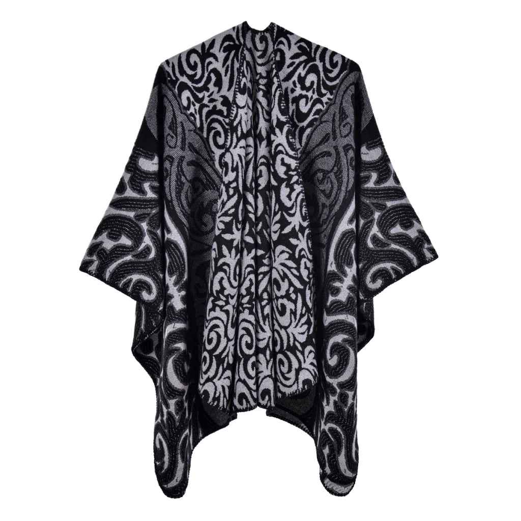 Nuovo scialle/mantella da donna, jacquard vintage, caldo, con apertura a met¨¤.