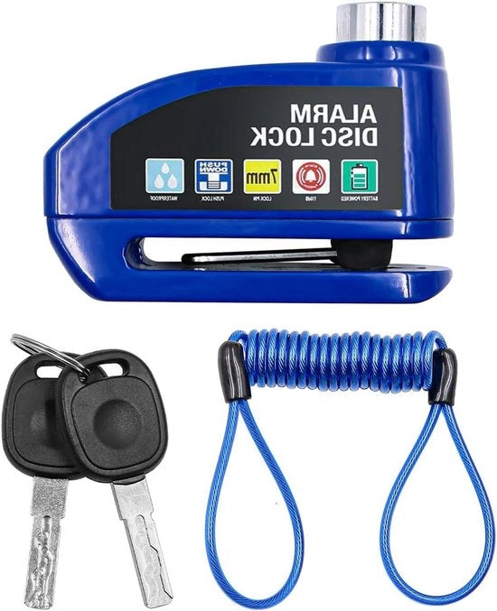 Blocco freno con allarme a 130 decibel per moto scooter bicicletta, protezione contro furto.