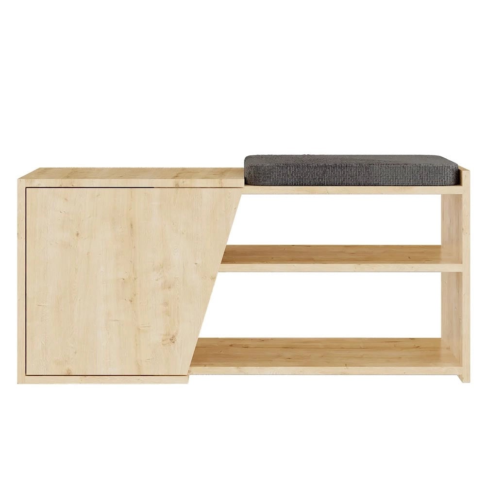 Panca Scarpiera da Ingresso 104x37x47 cm 2 Ripiani Porta Scarpe Mobiletto con Anta e Cuscino in MDF Quercia e Grigio