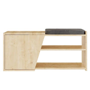 Panca Scarpiera da Ingresso 104x37x47 cm 2 Ripiani Porta Scarpe Mobiletto con Anta e Cuscino in MDF Quercia e Grigio
