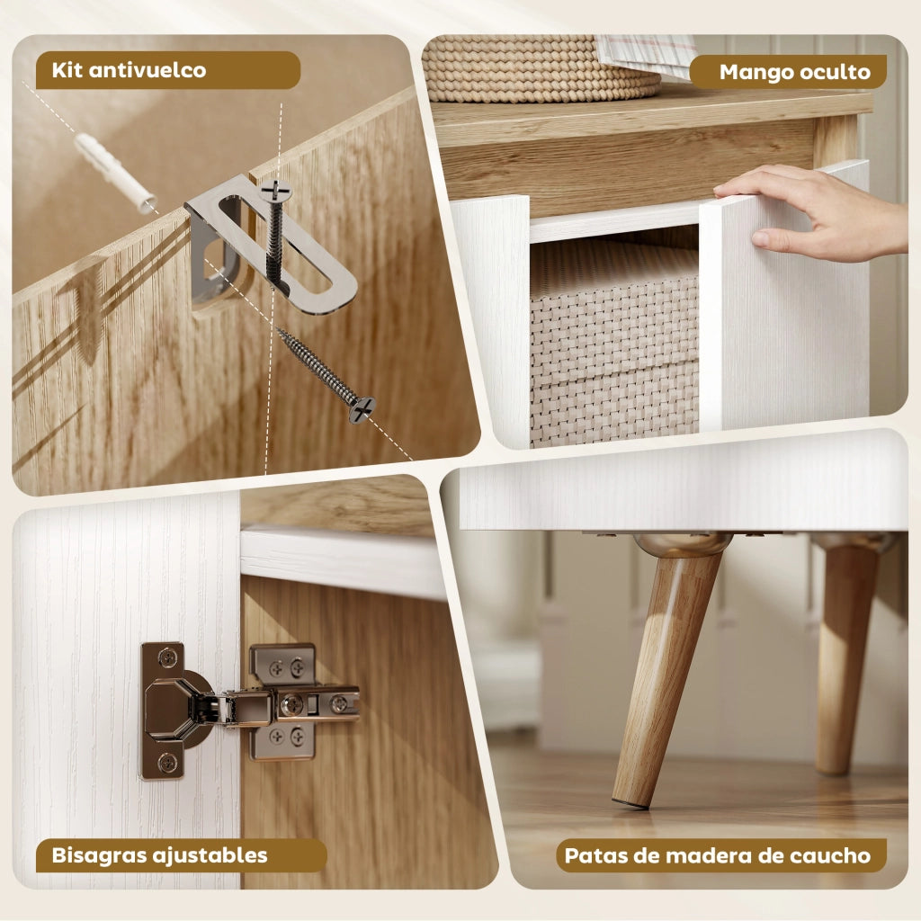 Armadio a 3 ante con ripiani ¨C zephmum ¨C 107x35x76,5 cm rovere e bianco