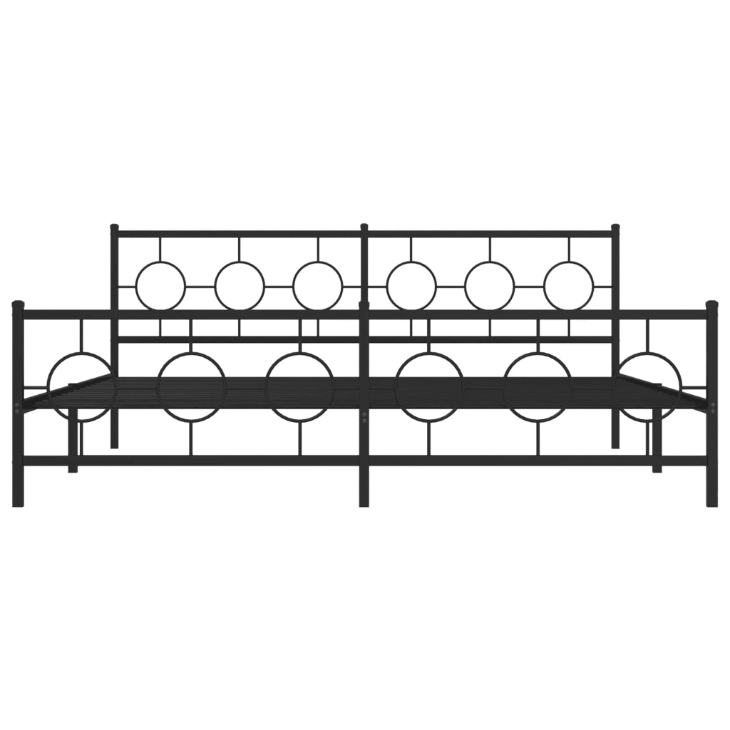Giroletto con Testiera e Pediera-Struttura Letto Metallo Nero 193x203 cm 576697