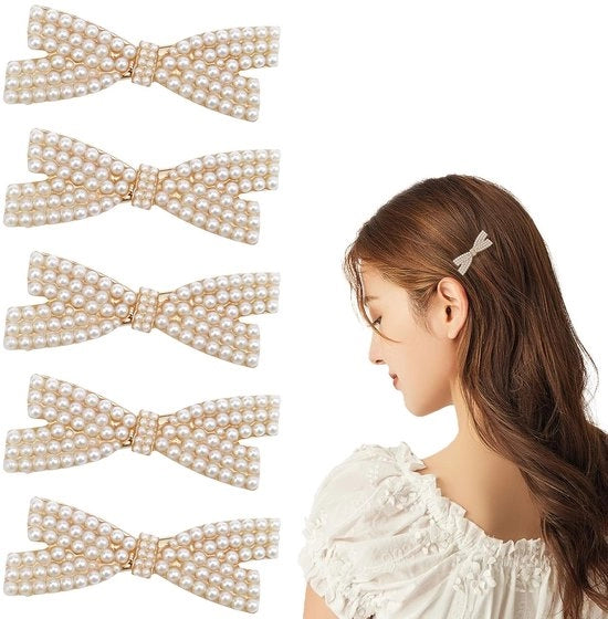 5 pezzi di clip per capelli a forma di perla, clip per capelli a forma di uccello, clip per capelli metallici dorati, accessori per capelli eleganti e accattivanti, accessori per capelli per styling, attrezzature per capelli per la testa