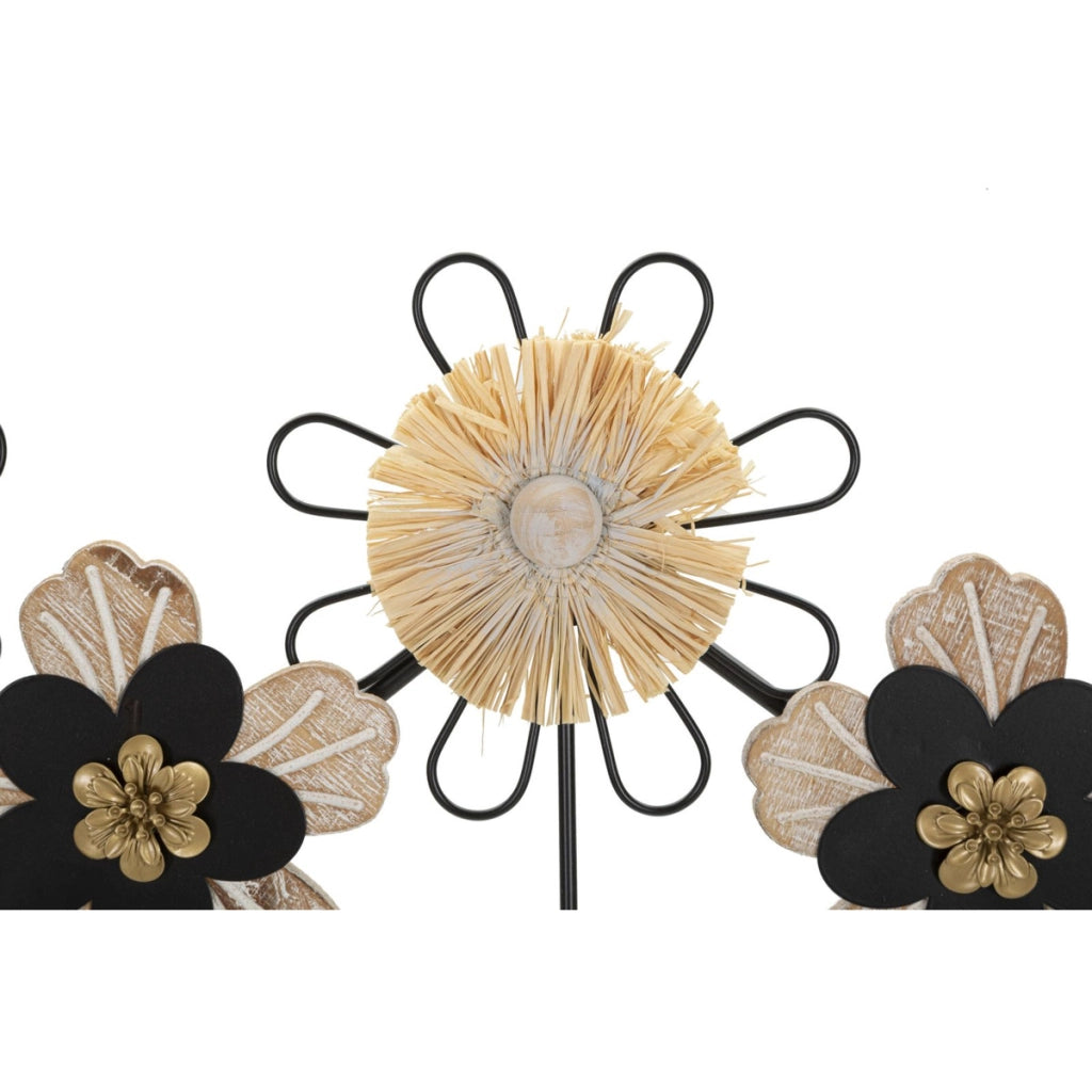 Appendiabiti da Parete Fiori 1, Marrone, Metallo, 61x5,5x30,5 cm