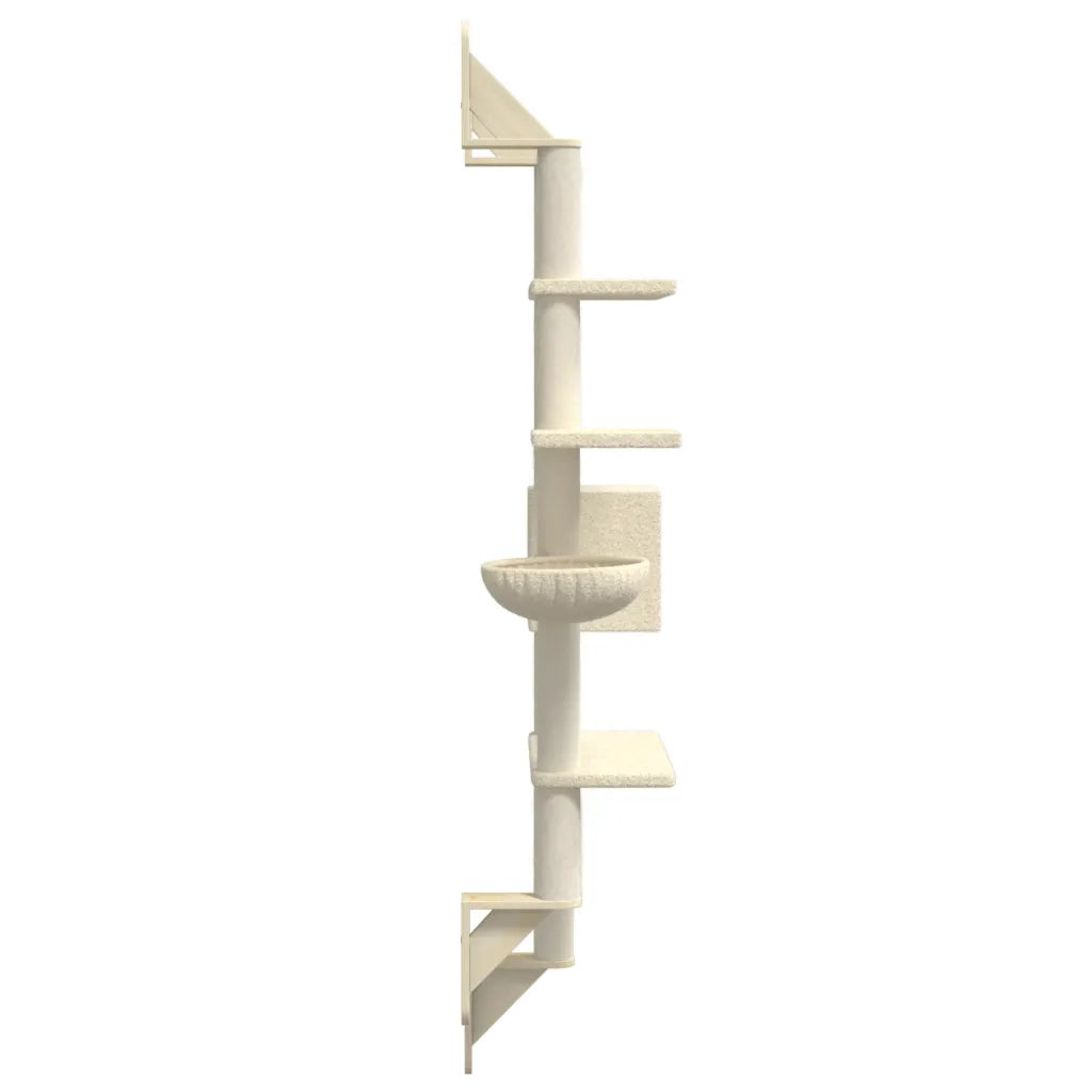 Albero per Gatti con Tiragraffi a Parete Crema 180 cm 172401