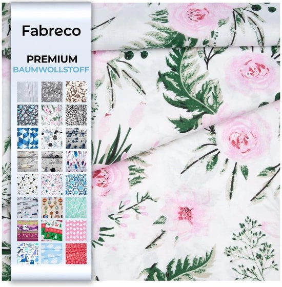 100% Tessuto di Cotone Premium per Metro 100x160cm - Fiori nel Giardino - Fondalino Bianco | 220g/mq - Soffice, Duraturo e Idrofilo | Teli per Ricamo e Decorazione | Teli per Metro