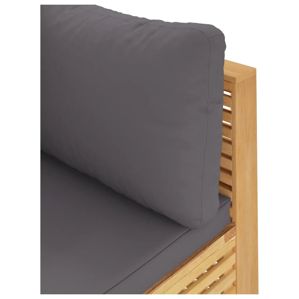 Divano Angolare Giardino Cuscini-Sofa da Giardino-Divanetto da esterno Grigio Scuro Massello di Teak