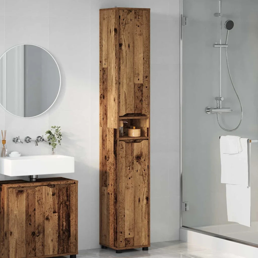Mobile da Bagno con porta Legno vecchio 30,5 x 30 x 195 cm 888765