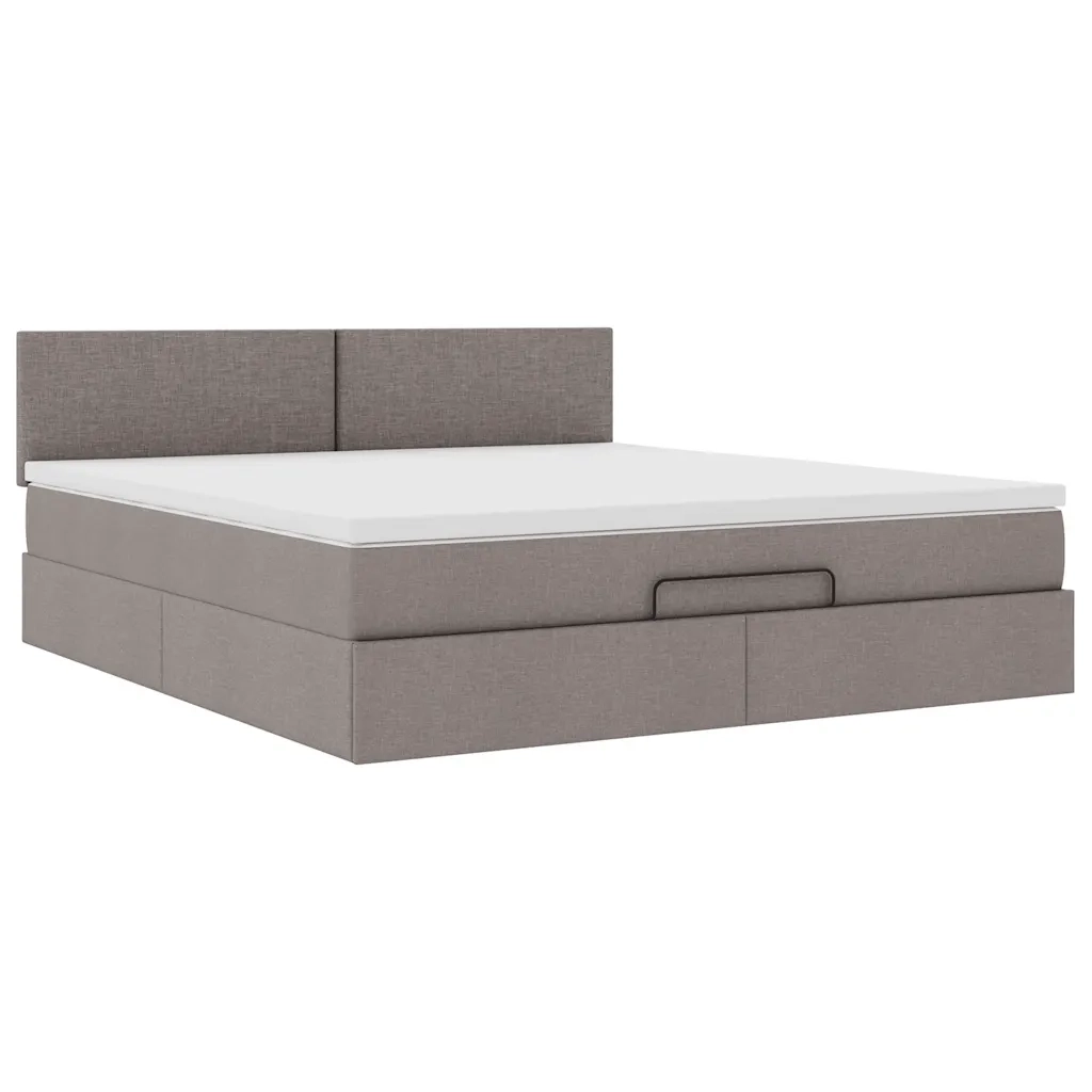 Struttura Letto Pouf con Materasso Tortora 180x200cm in Tessuto 3311398