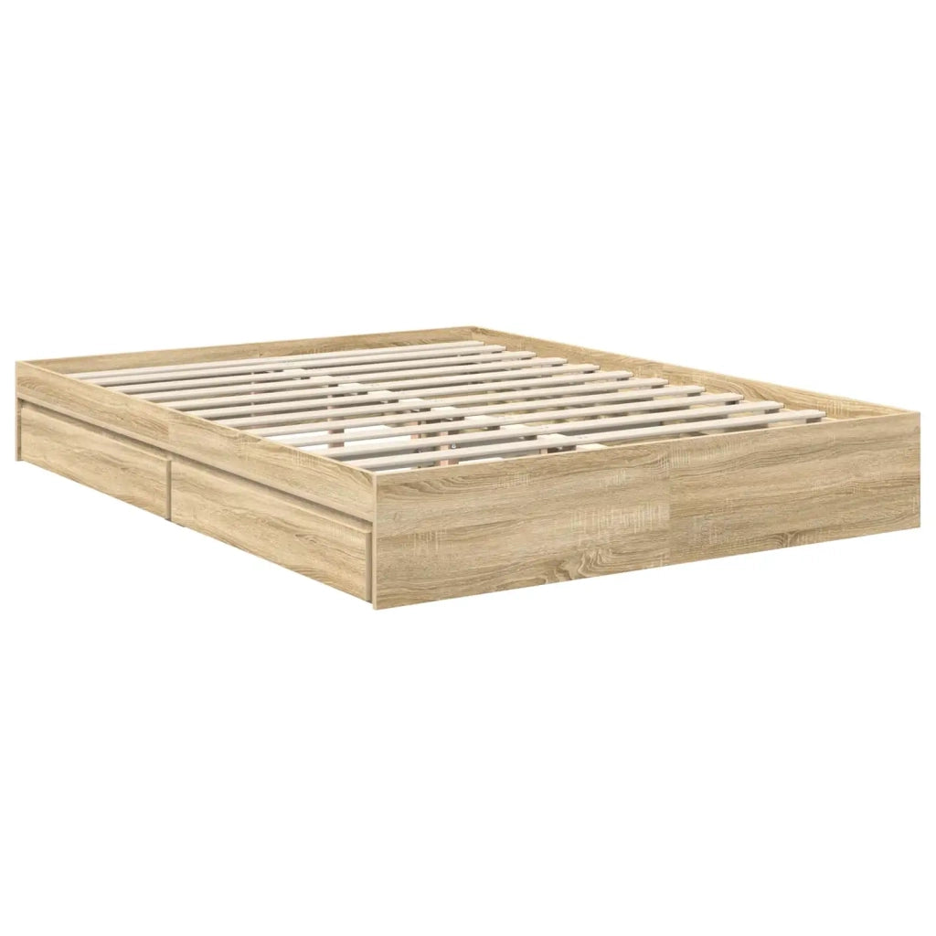 Letto con Contenitore con testiera Rovere Sonoma 150 x 200 cm