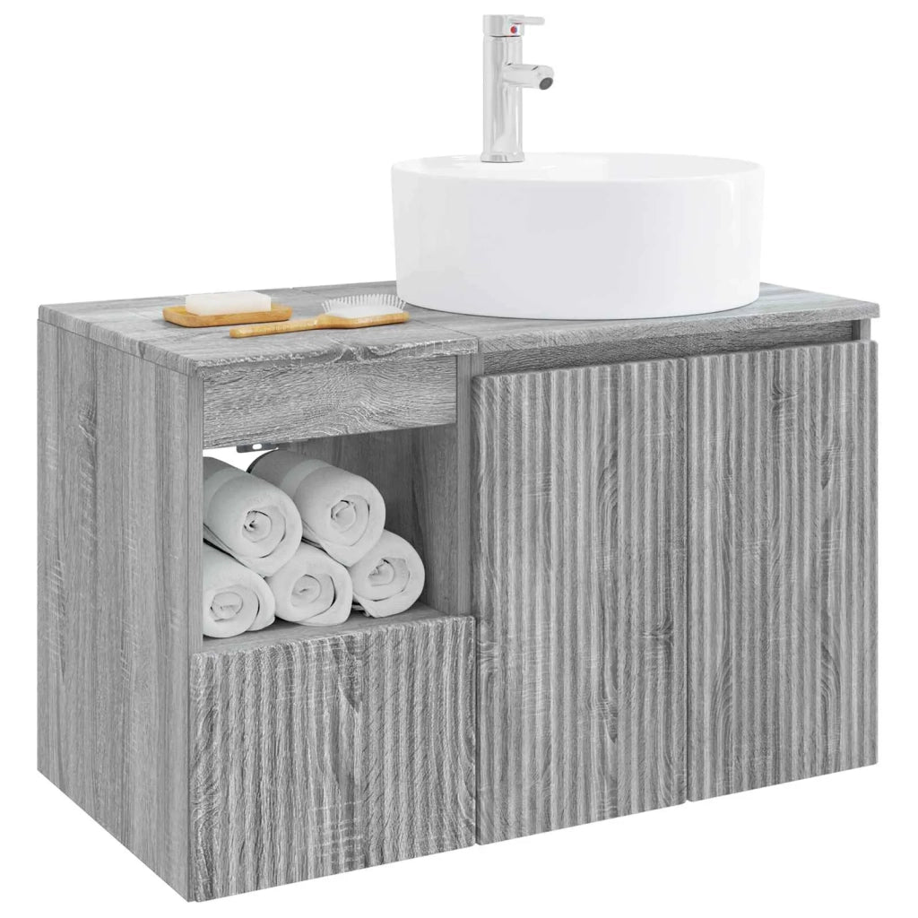 Set di mobili per il bagno 2 pz Sonoma grigio 3404080