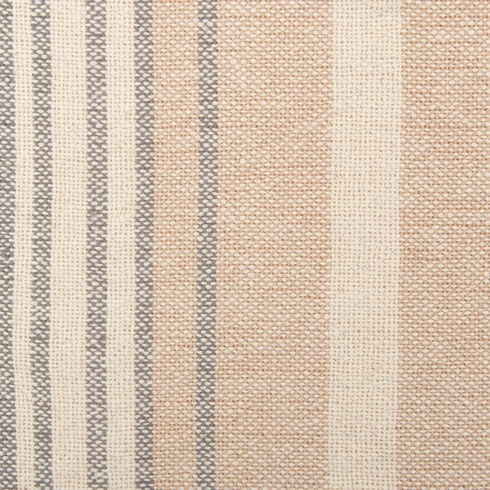 Coperta Beige Cotone 130 x 170 cm Accessorio a righe con frange decorative Fatto a mano