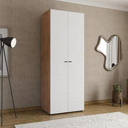 Armadio Camera da Letto Pomar, Guardaroba 2 Ante Appendiabiti, 79x208h cm Bianco Opaco