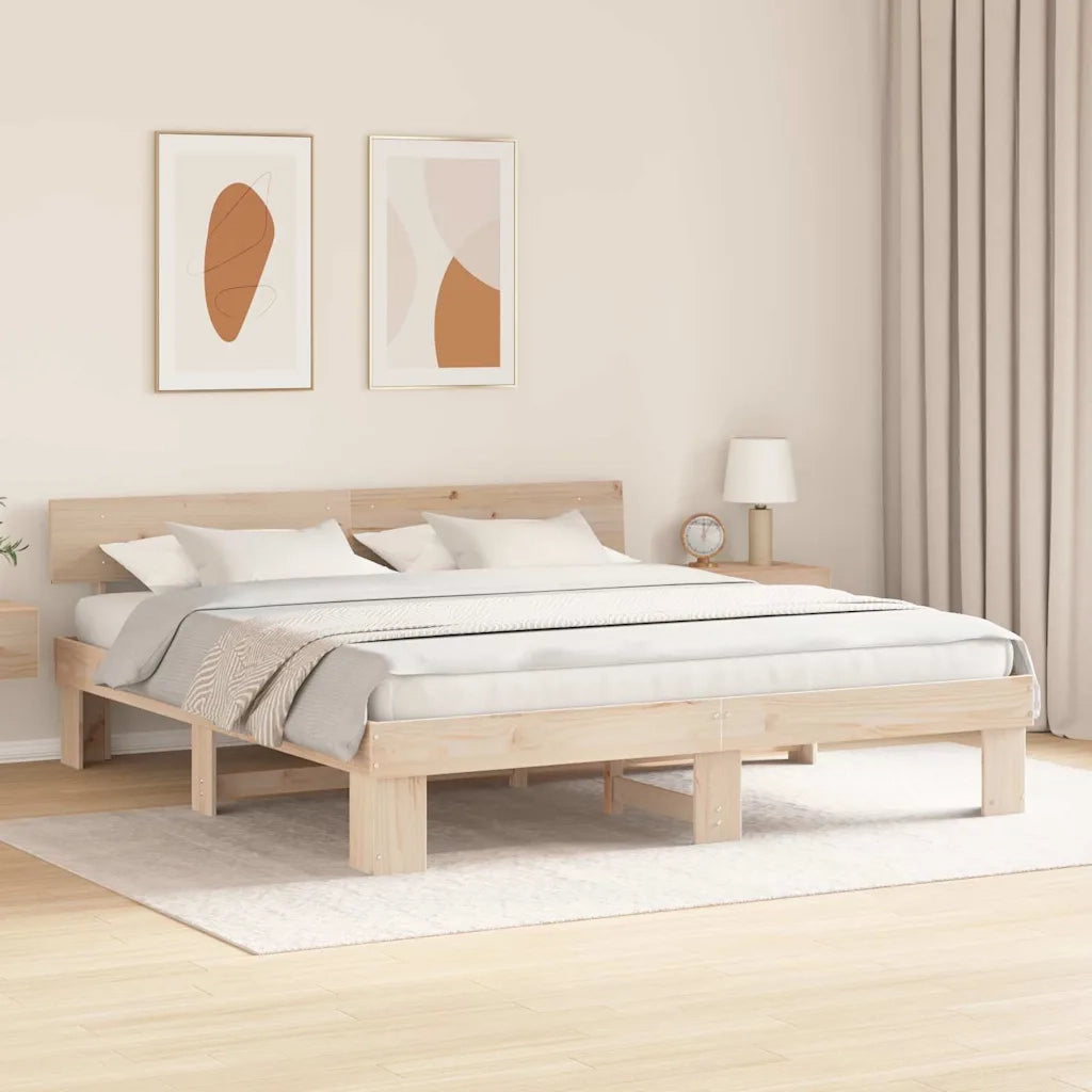 Struttura del letto-Giroletto Marrone 200 x 200 cm Pino massello 532257