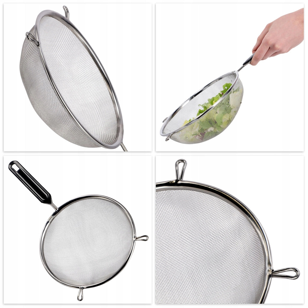 Colino da cucina KADAX con manico in acciaio per setacciare la farina, 10 cm di spessore