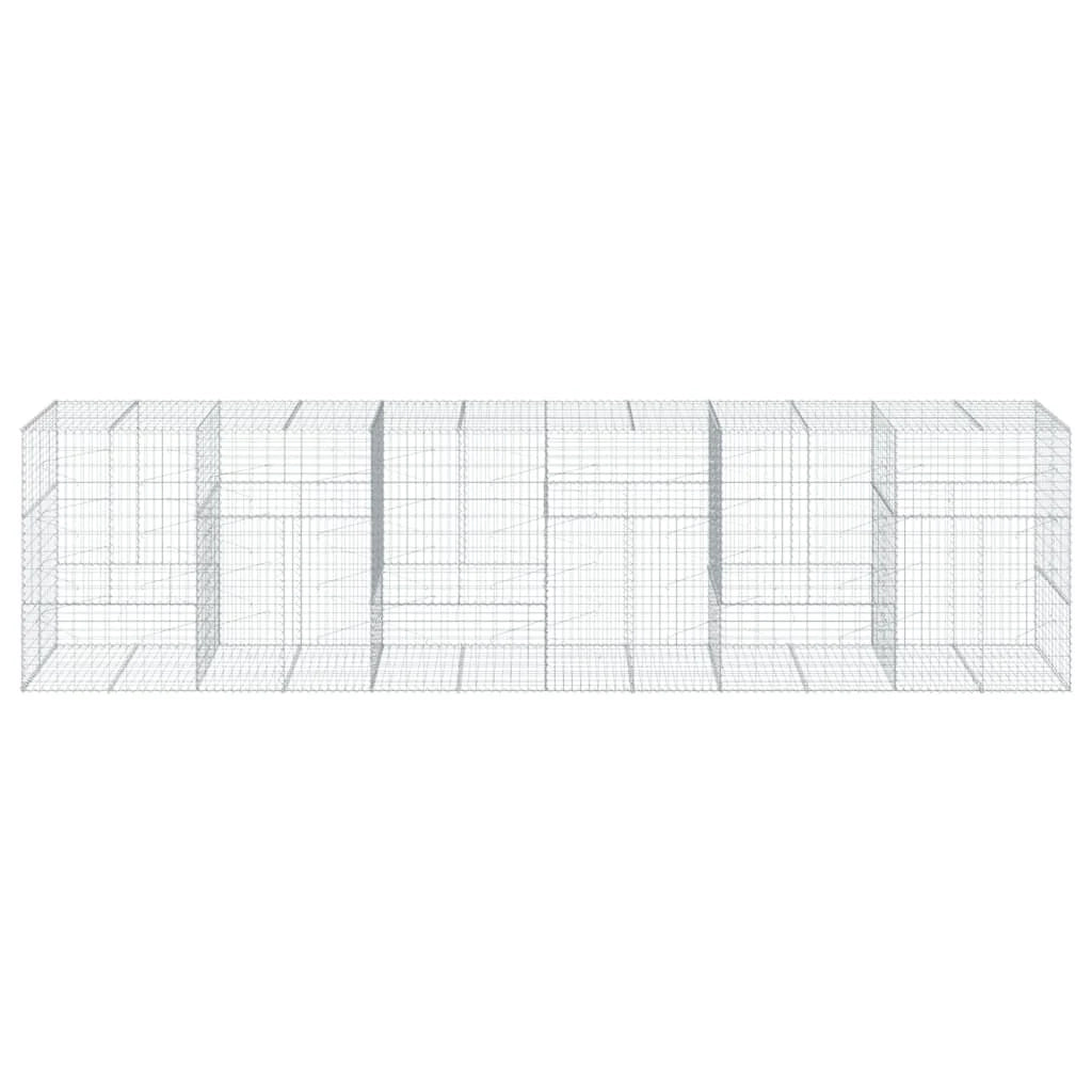 Gabbione recinto a gabbia muro di contenimento con coperchio 600 x 100 x 150 cm ferro zincato argento 02_0040180