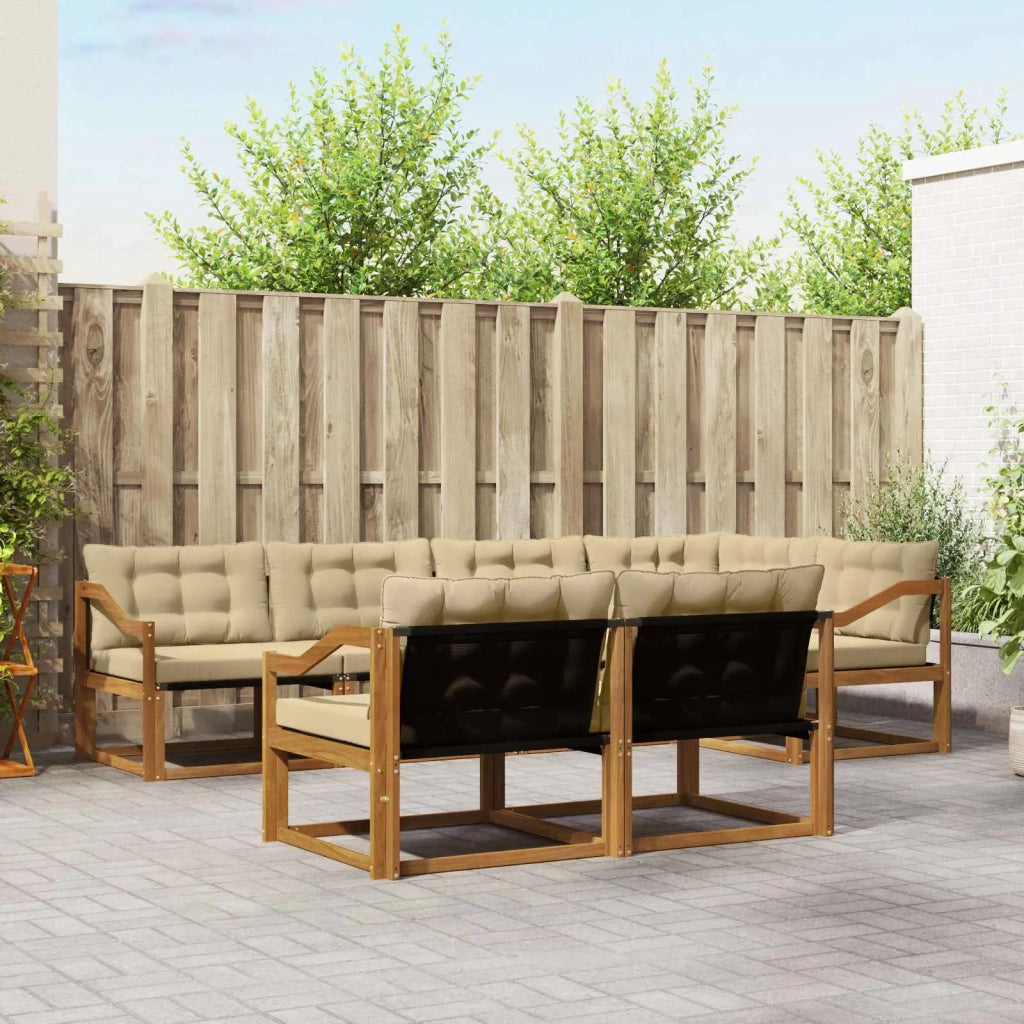 Set di divani da esterno con cuscino 7 pcs Naturale e Beige