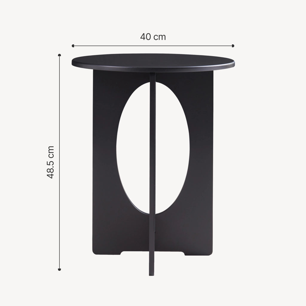 Tavolino Laterale Podeldsvin con Piano Rotondo 49 x Ø40 cm - Nero [en.casa]